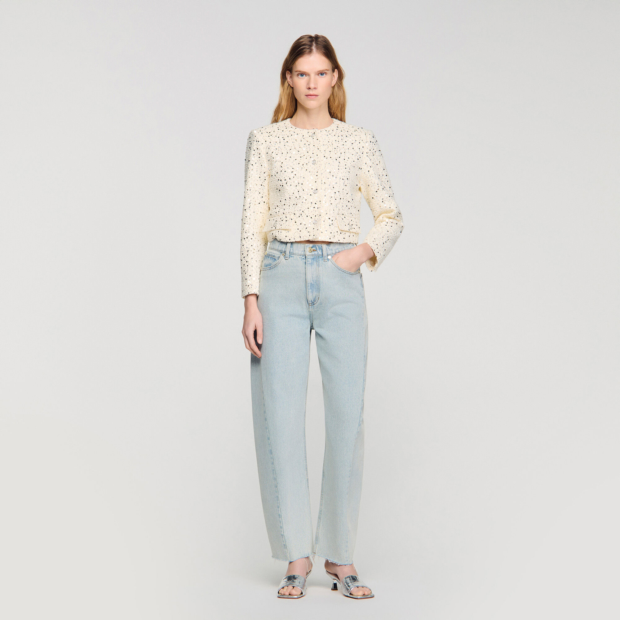 Veste courte à sequins en coton