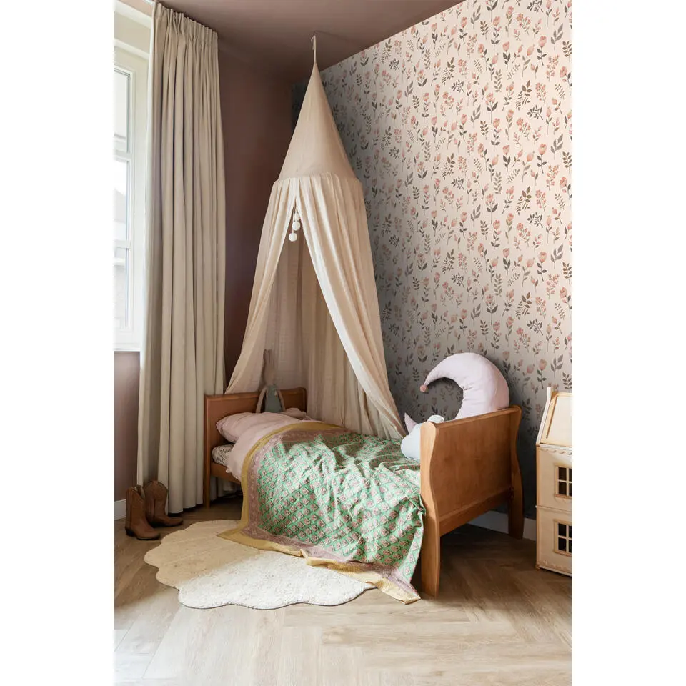 ESTAhome behang bloemen zacht roze en beige - 53 cm x 10.05 m
