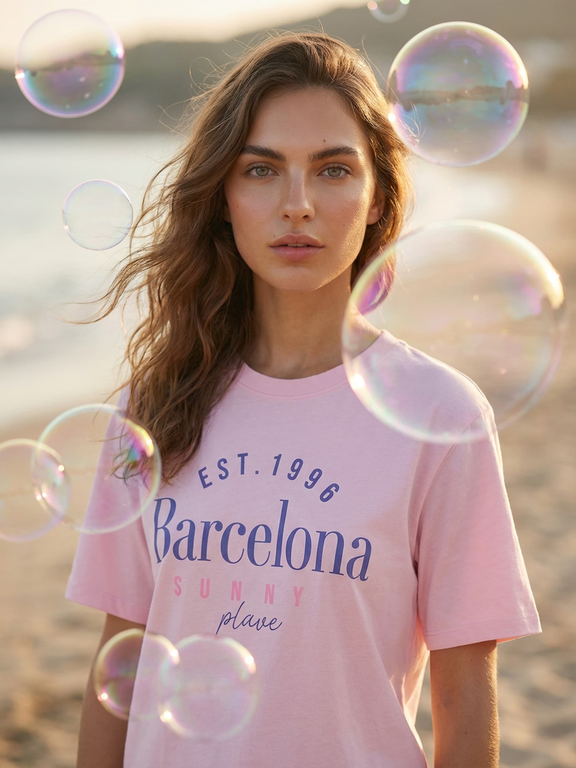 Bawełniana koszulka z napisem Barcelona