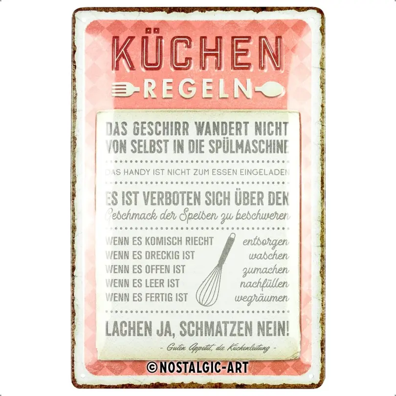 Dekoschild Küchen-Regeln