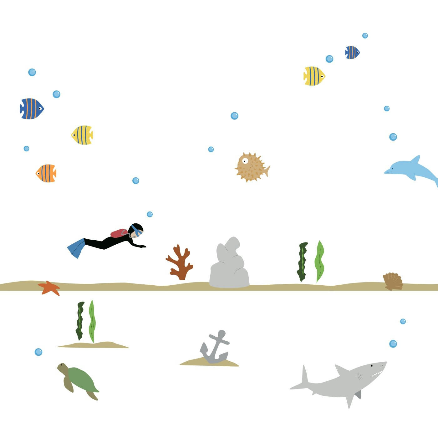 - Sticker Mural Frise Plongée Sous-Marine 2m