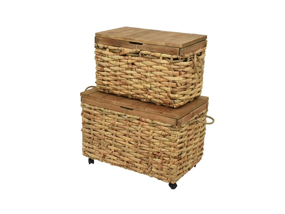 - Lot de 2 malles en jacinthe d'eau naturel