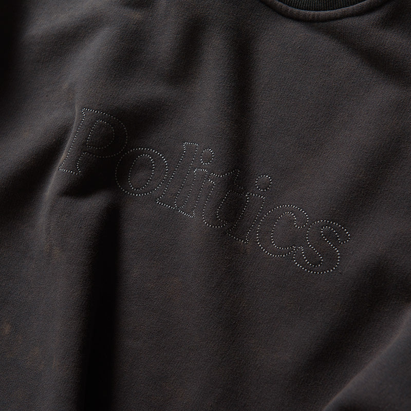 Politics Serif Outline Crewneck - Black