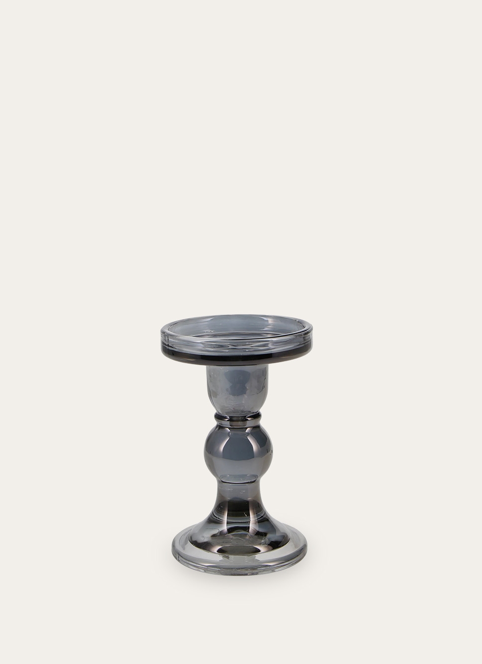 BOUGEOIR EN VERRE TRANSPARENT GRIS