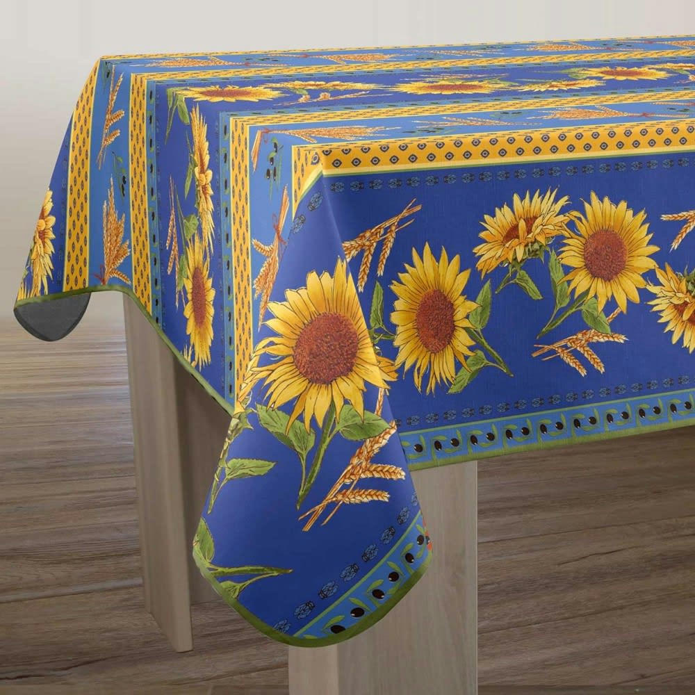 TOURNESOL - Nappe rectangulaire bleue 150x240cm