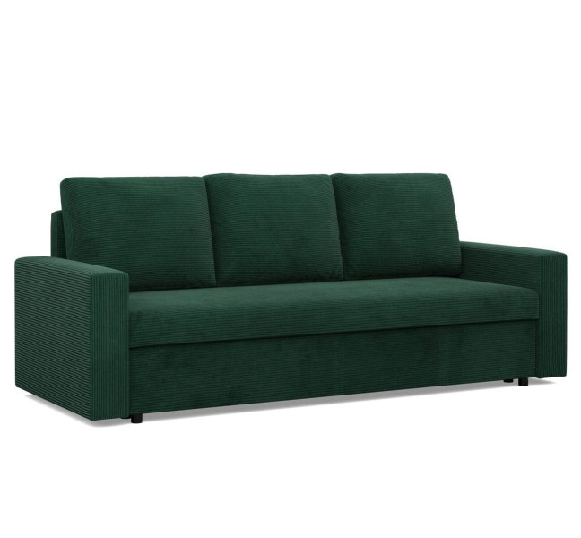 Kanapa 3 osobowa, BLOM, sztruks, 220x92x92, butelkowa zieleń | TYLETEGOTU