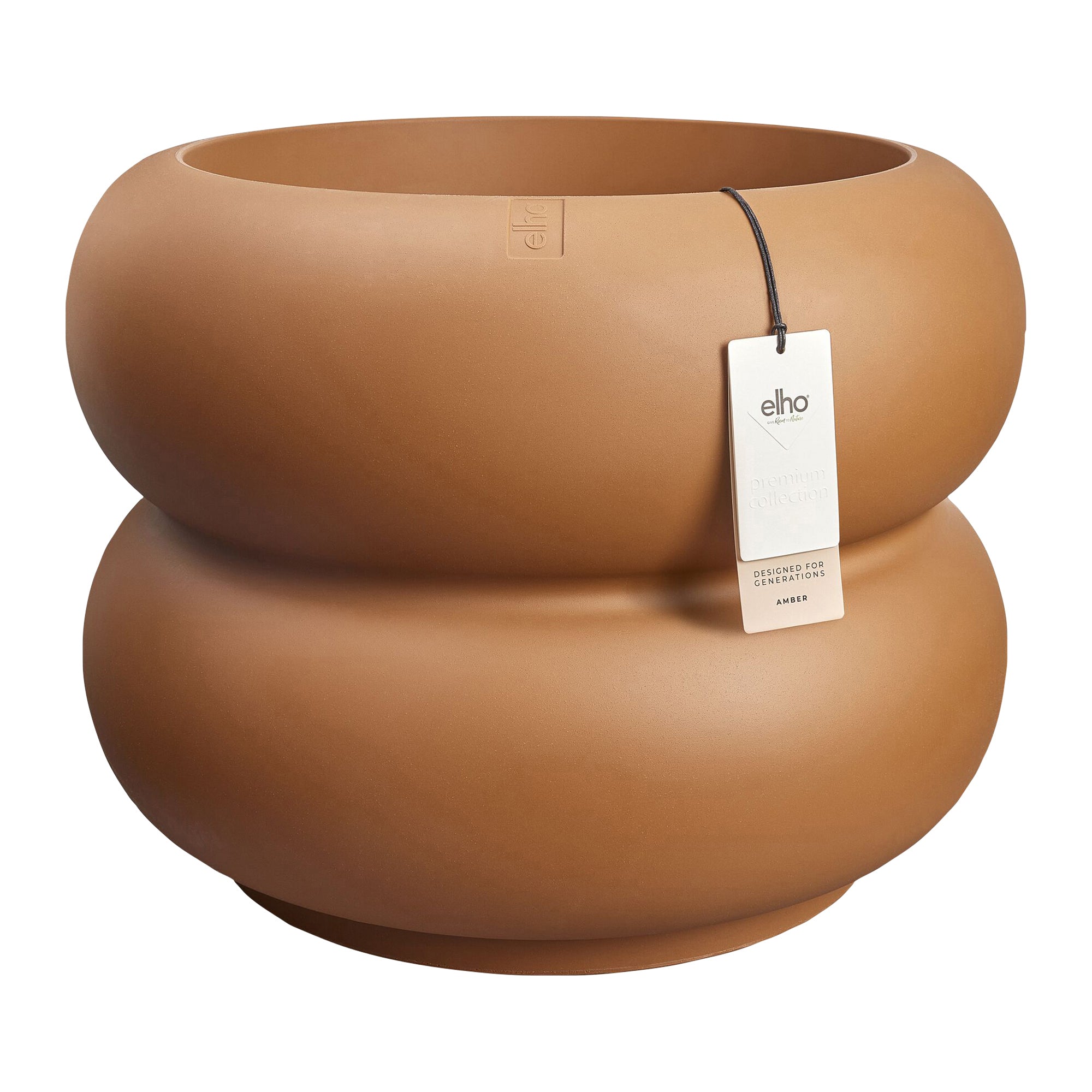Elho Amber Roll Low 60 - Karamel - Ø 60 x H 46 cm - Binnen en Buiten -
