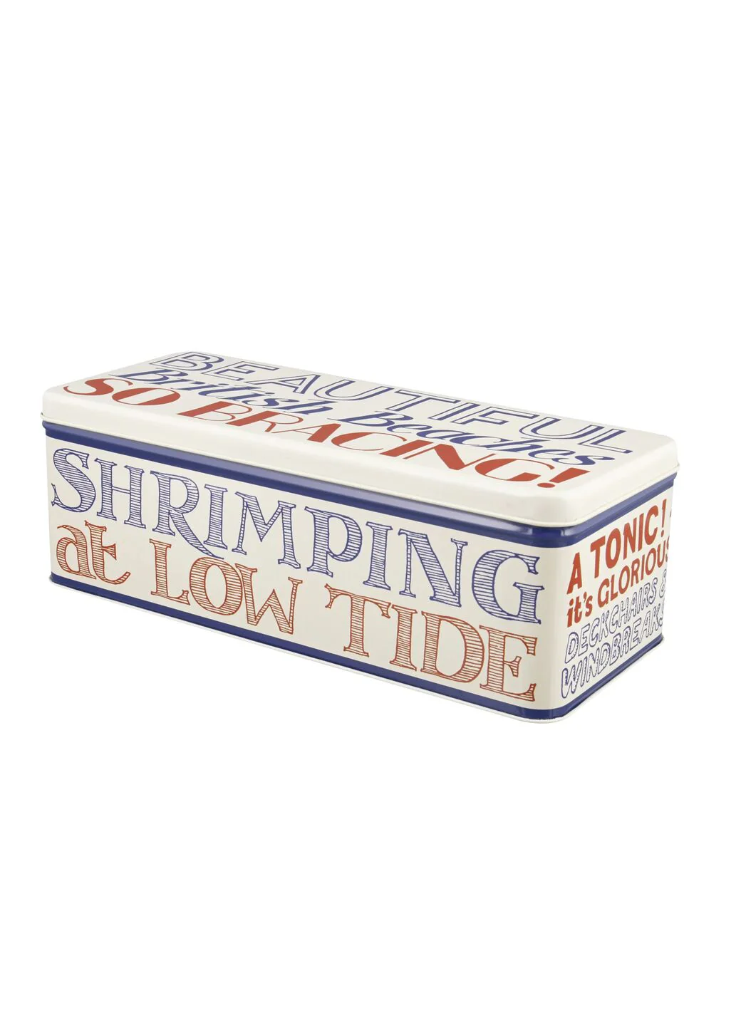 Red & Blue Toast Long Deep Rectangular Tin