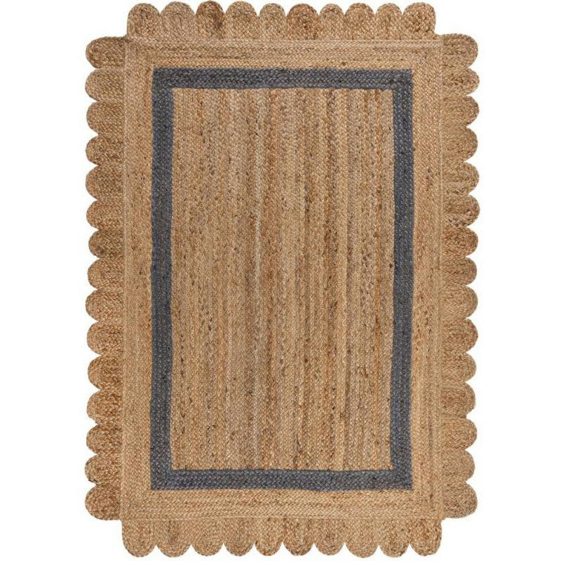 GRACE - Tapis en jute forme originale naturel et gris 200 x 290