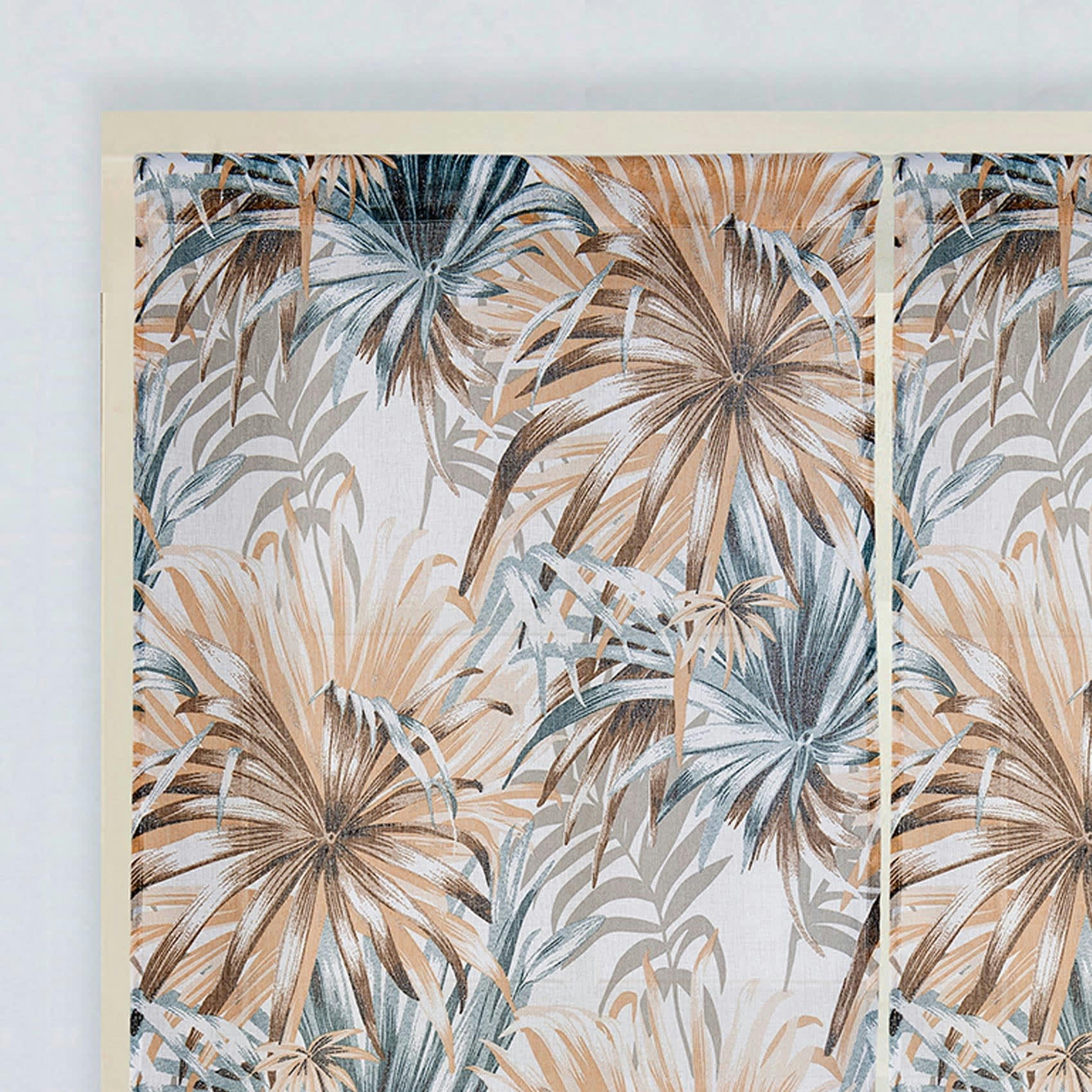 - Paire de vitrages droits au style tropical polyester taupe 60x160 cm