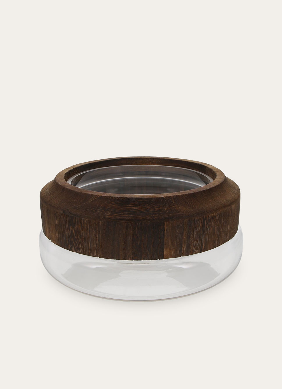 VASE EN VERRE AVEC FOURREAU EN BOIS TRANSPARENT/MARRON