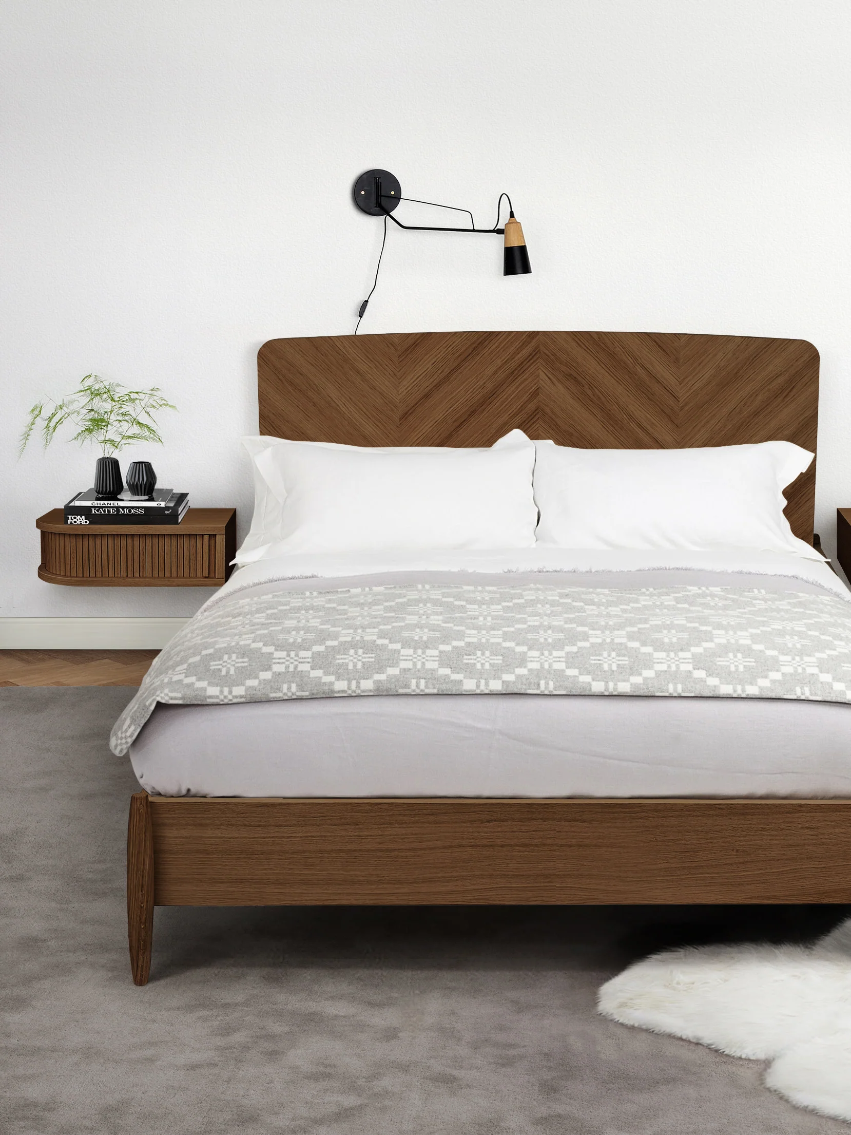 Holz-Wandnachttisch Farsta Tambour mit Schublade