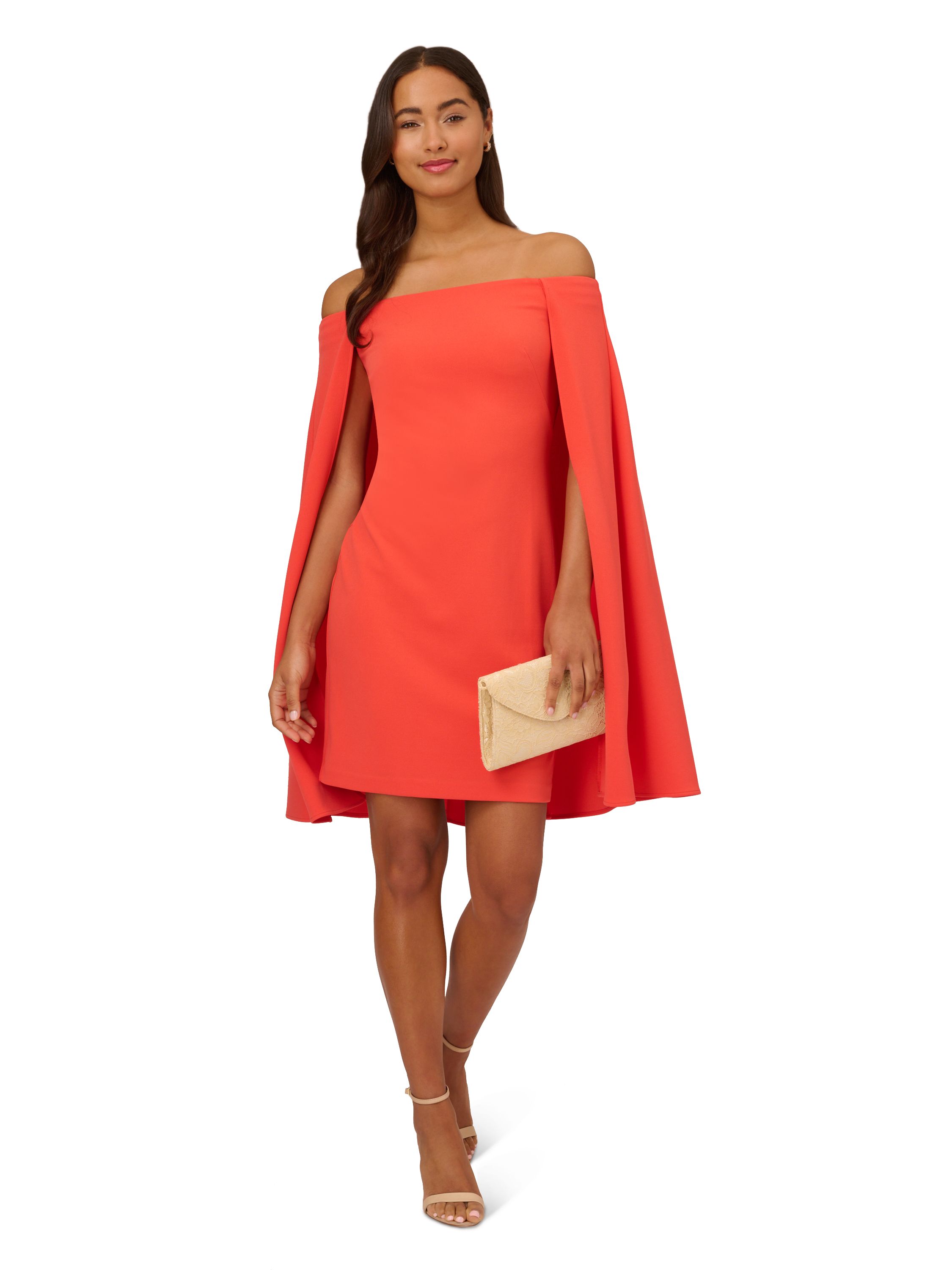 Adrianna Papell Off Shoulder Cape Dress
