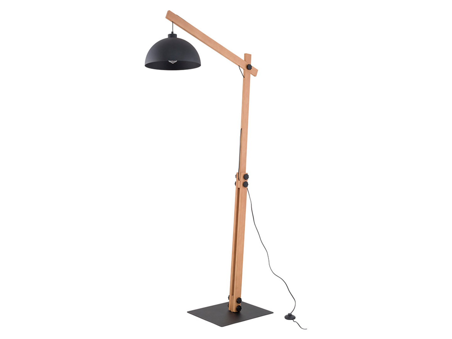 Lampa podłogowa Oslo drewniana brązowo-czarna