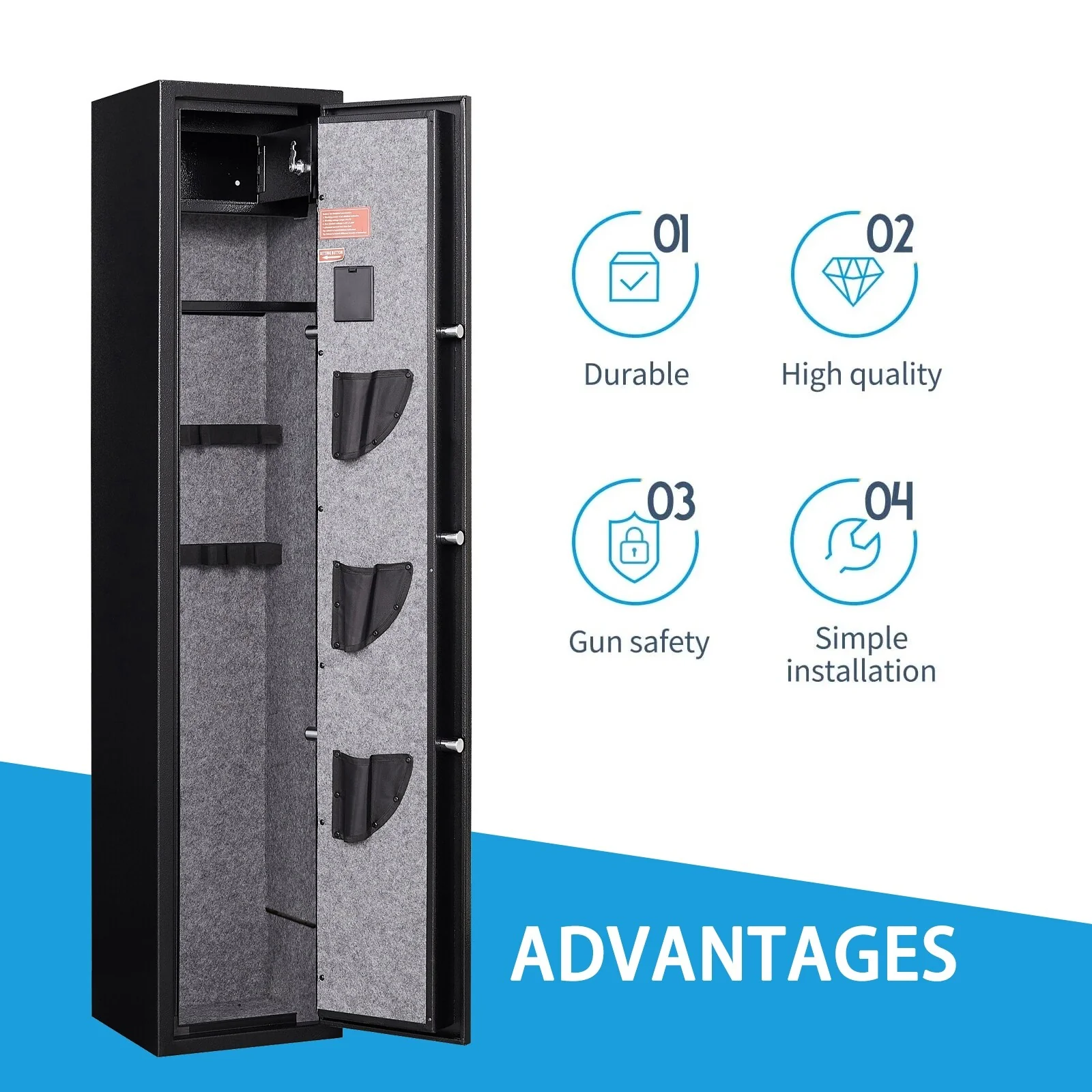 Digital Rifle Gun Safe with Electronic Lock, Large Gun Cabinet