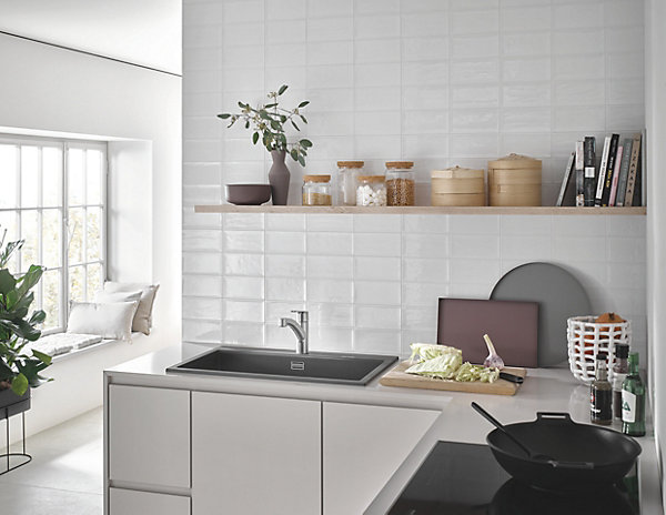 Mitigeur de cuisine bec bas avec douchette Start Grohe nickel