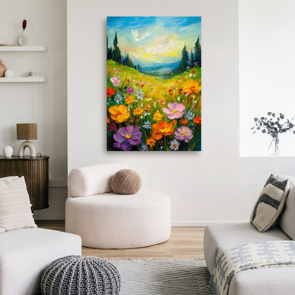 Feeby Obraz na płótnie, Łąka Kwiaty Krajobraz Natura 40x60