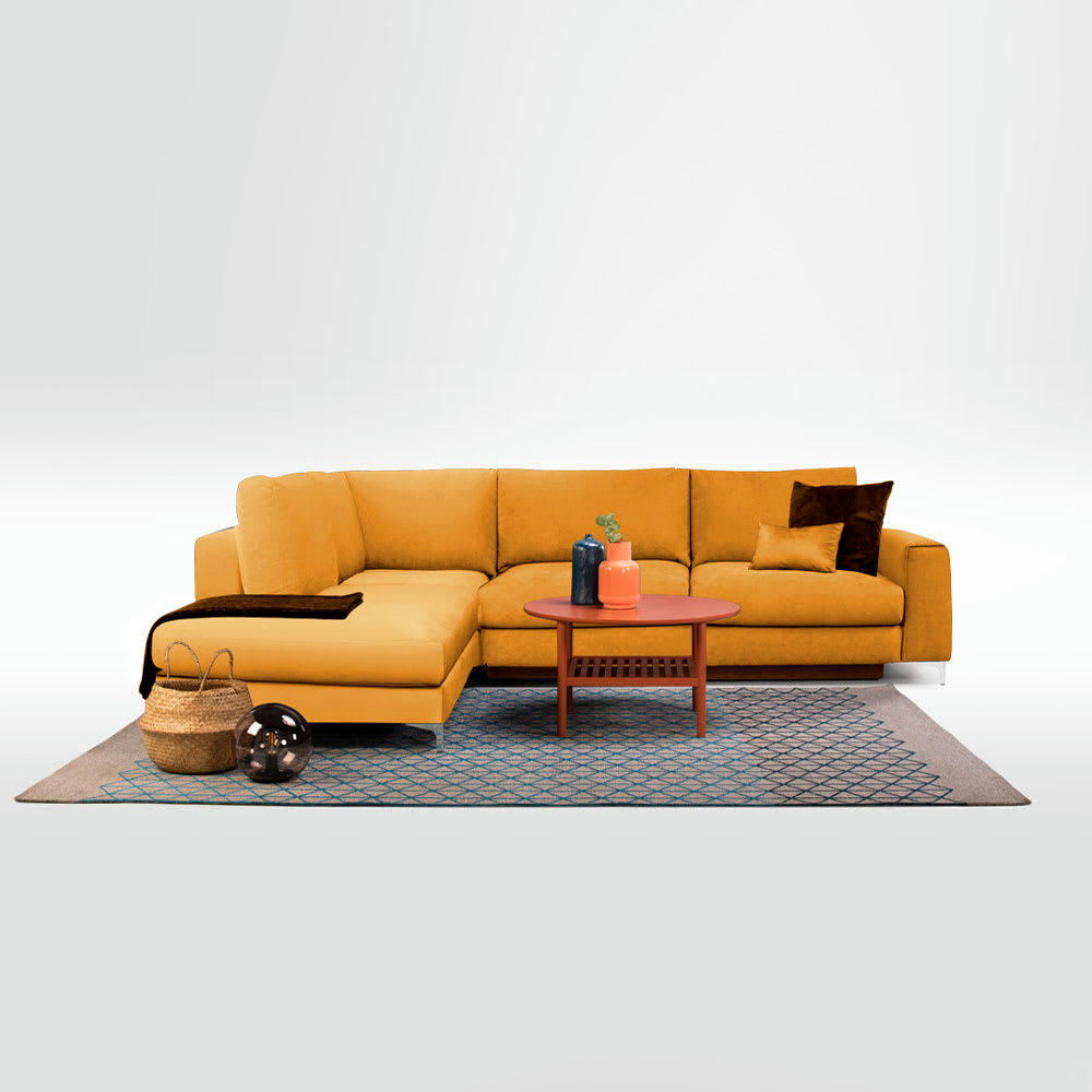 FIESOLE - Canapé 4 places velours angle gauche jaune