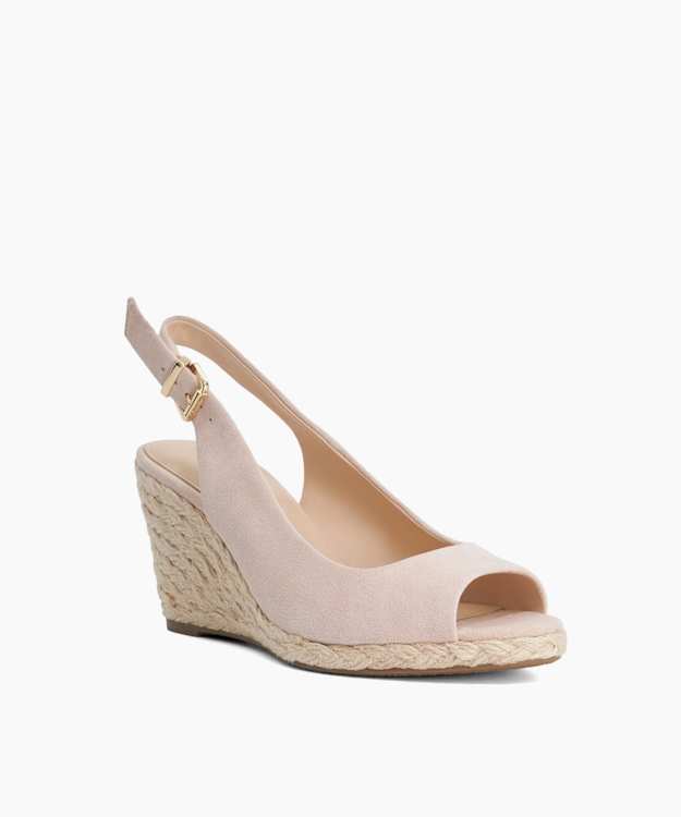 Mediating Blush - Suede Open Toe Wedge Heel Sandals