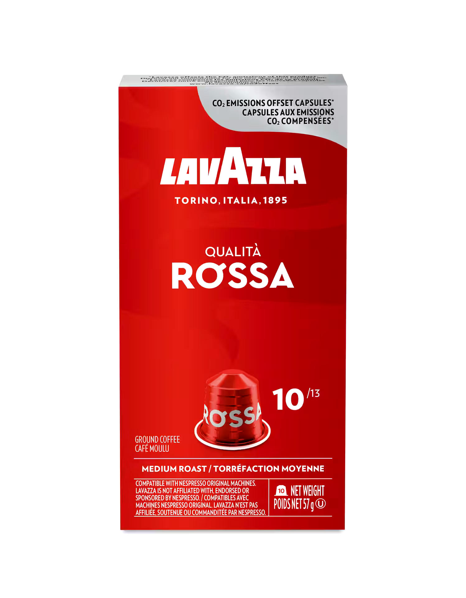 Lavazza Rossa Medium Roast, Nespresso Compatible Capsules, 50-g, 10-pk