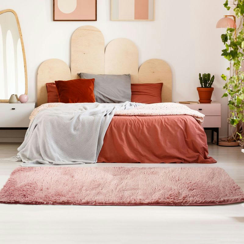 NEO - Tapis lavable à base fine et souple extra doux rose 80x180