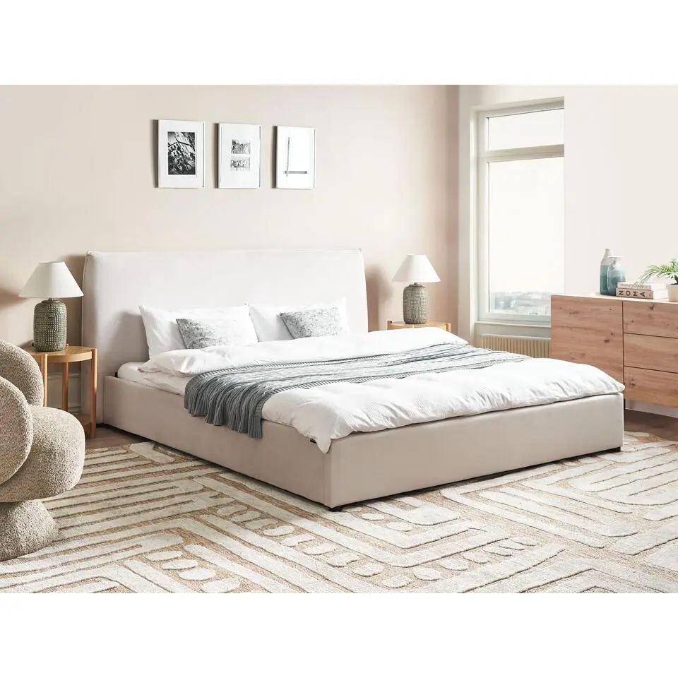 LAVAUR - Tweeperoonsbed - Off-white - 180 x 200 cm - Fluweel