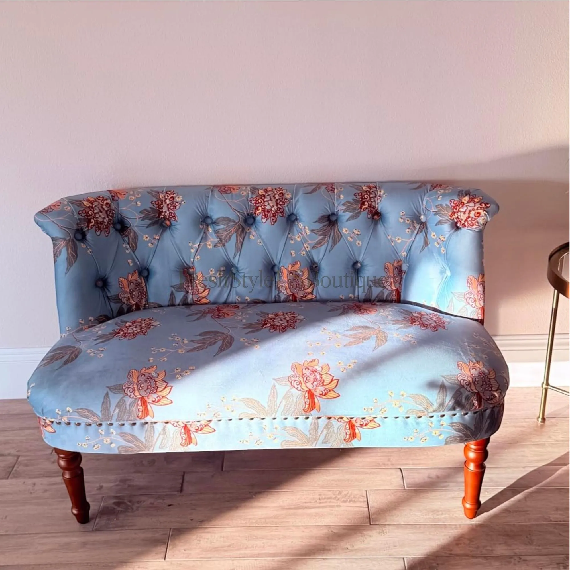 Victorian Settee Loveseat | Modern Chesterfield Sofa | Upholstered Dining Banquette