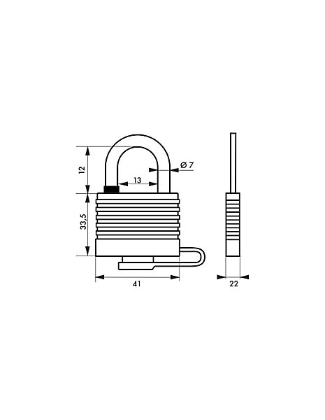 Cadenas à clé Fédéral Lock Sea Line Bleu, laiton,extérieur, anse inox, 35mm, 2 clés - THIRARD