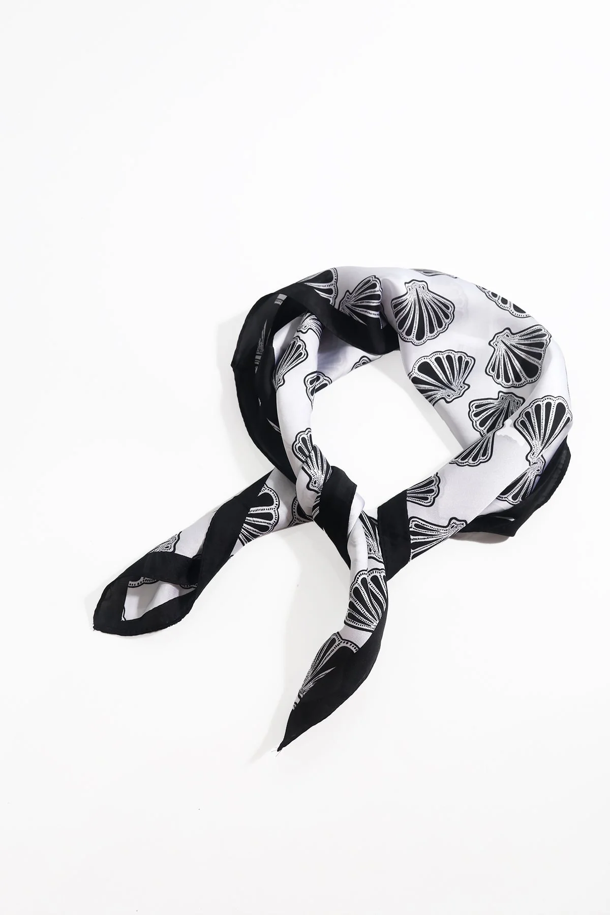 Shell Print Neckerchief Scarf in Navy