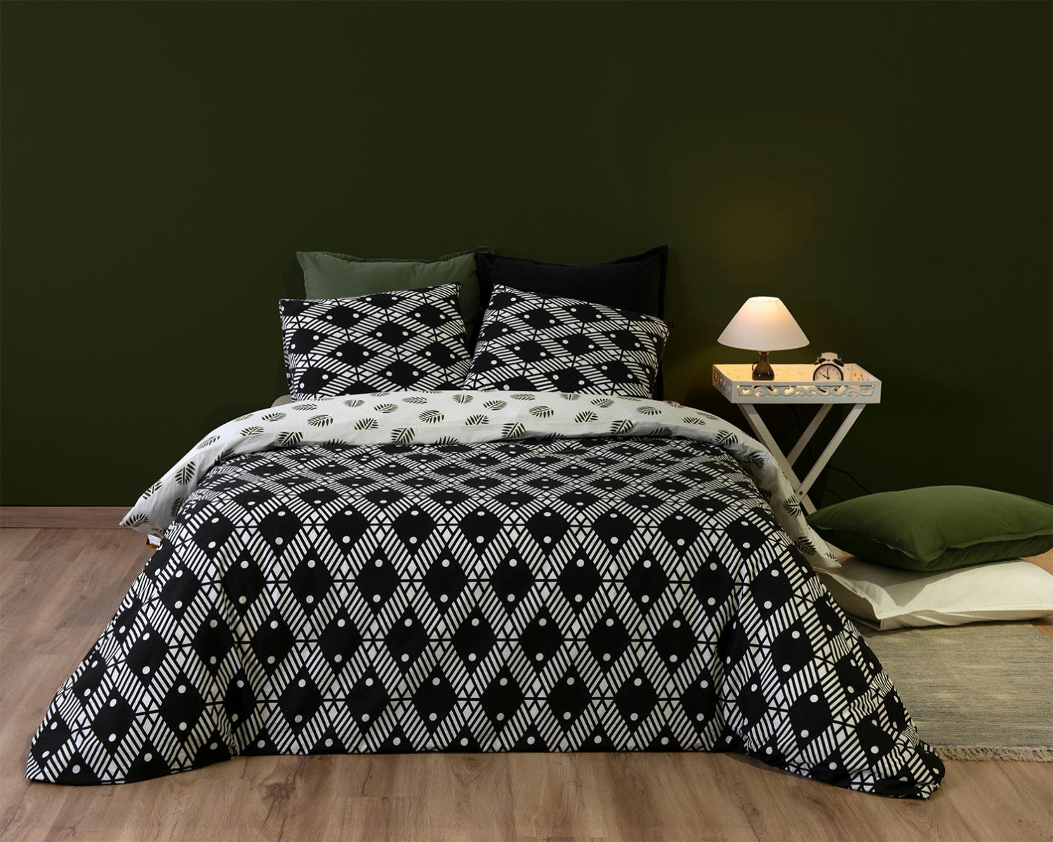 LUIS - Parure housse de couette coton noir 140x200 cm