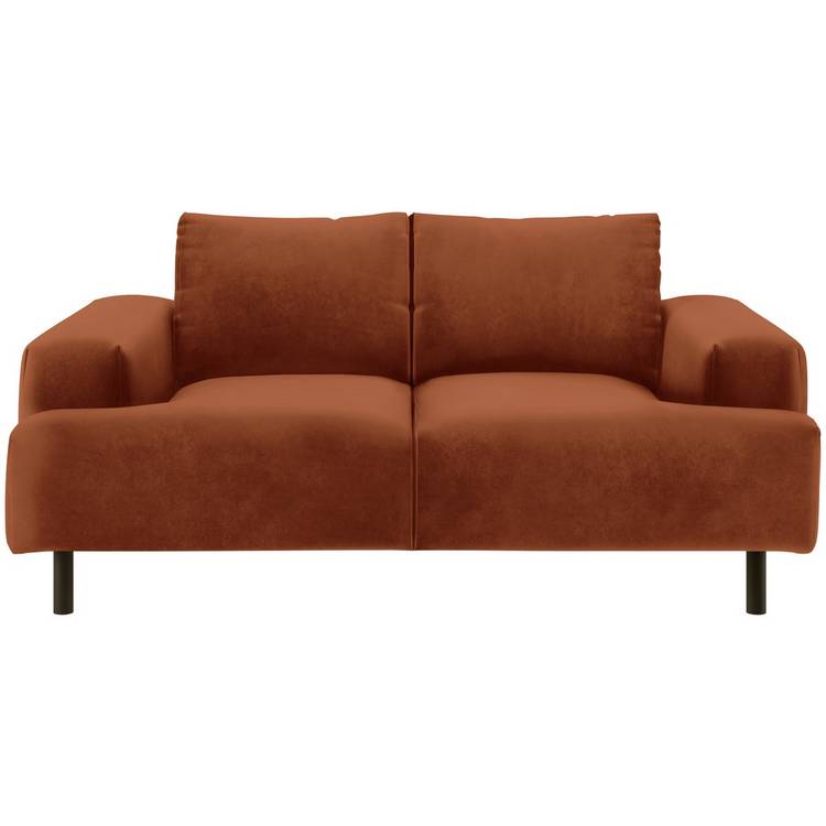 Habitat Julien Velvet 2 Seater Sofa - Orange