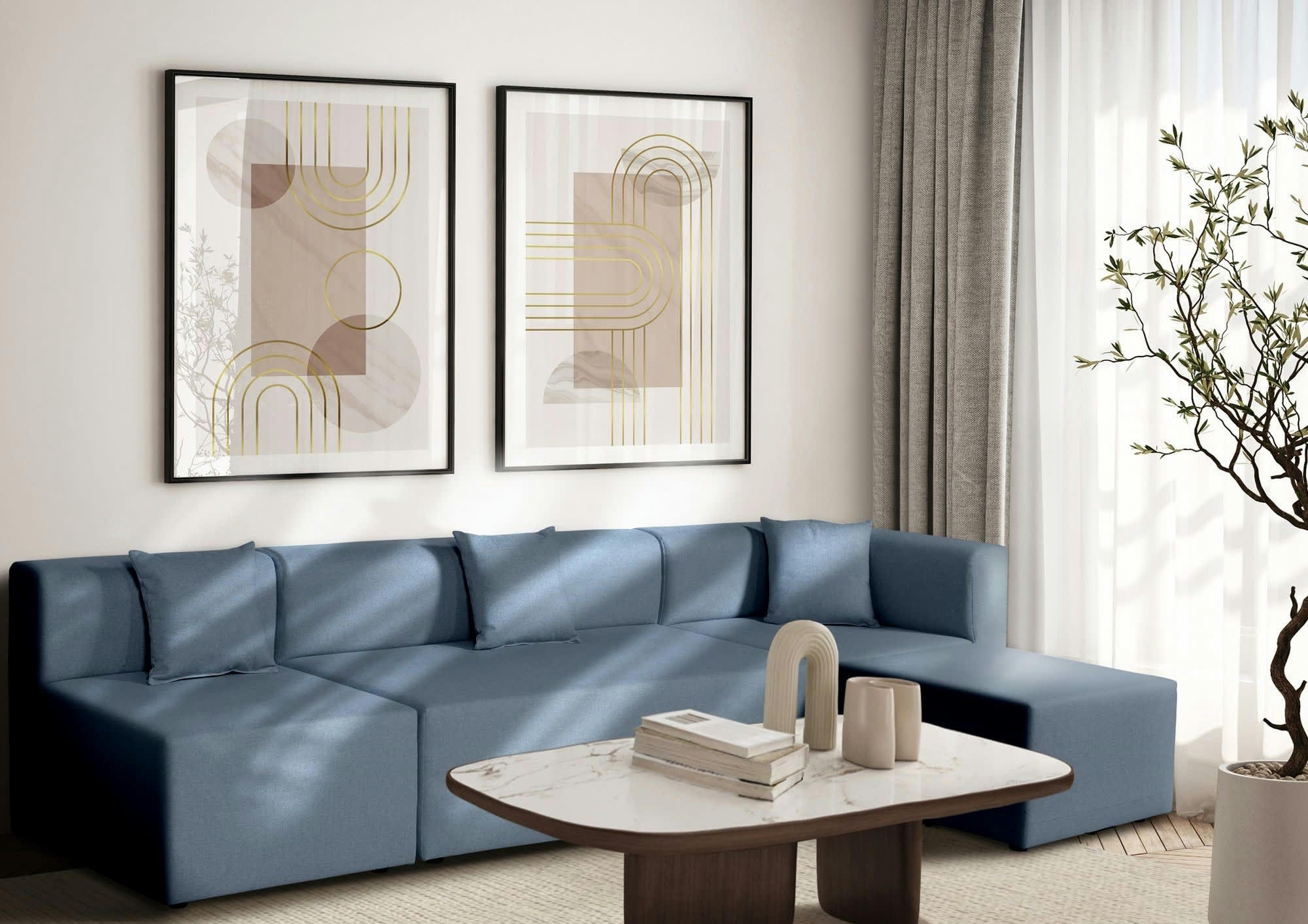 CENTAURI - Pouf carré 1 place  en tissu bleu