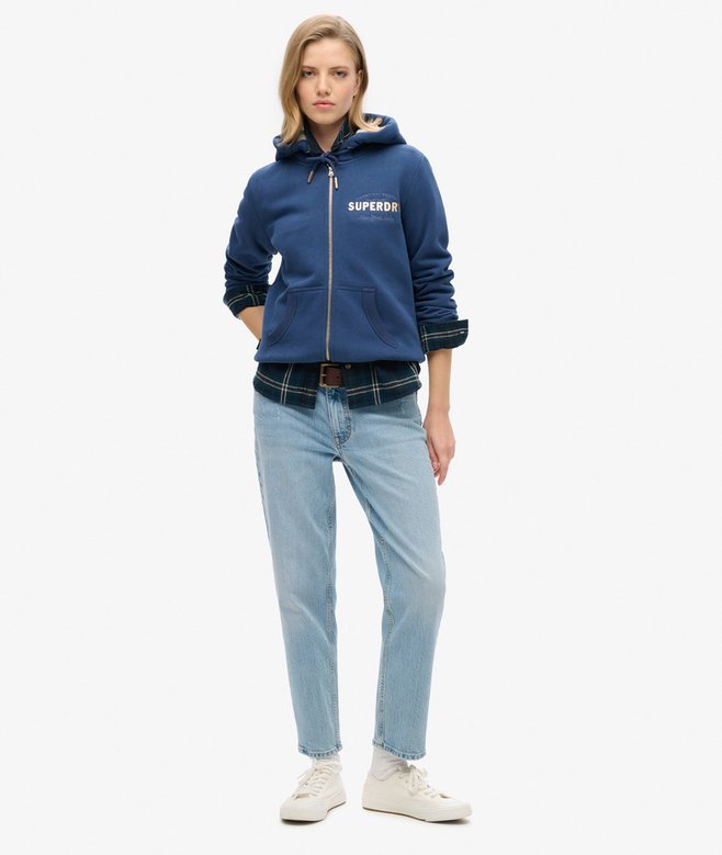 Luxe Metallic Logo Zip Hoodie