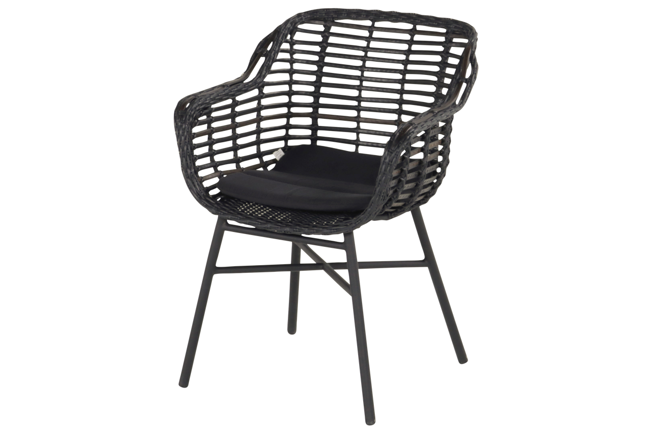 Hartman Tuinstoel Cecilia - Zwart Wicker - Zithoogte 44cm