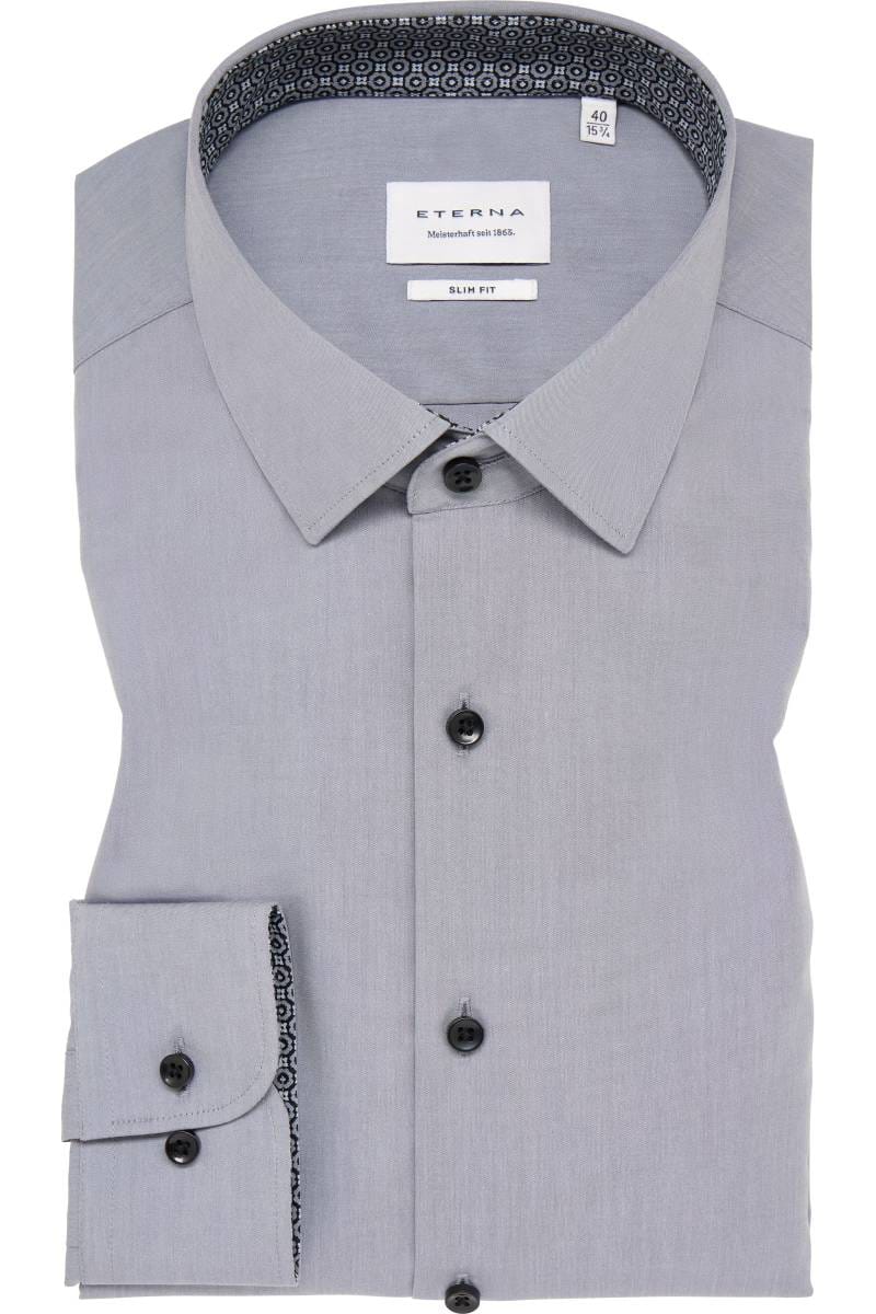 ETERNA Slim Fit Hemd stahlgrau, Einfarbig