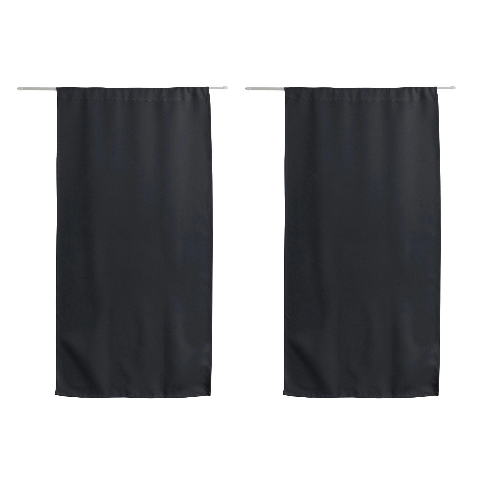 - Vitrage uni et occultant polyester gris foncé 60x120 cm