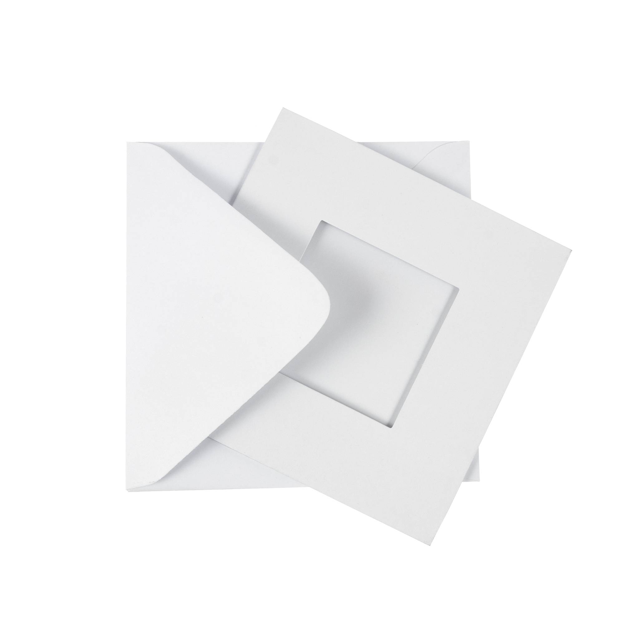 White Trifold Square Aperture Cards 5 x 5 Inches 10 Pack