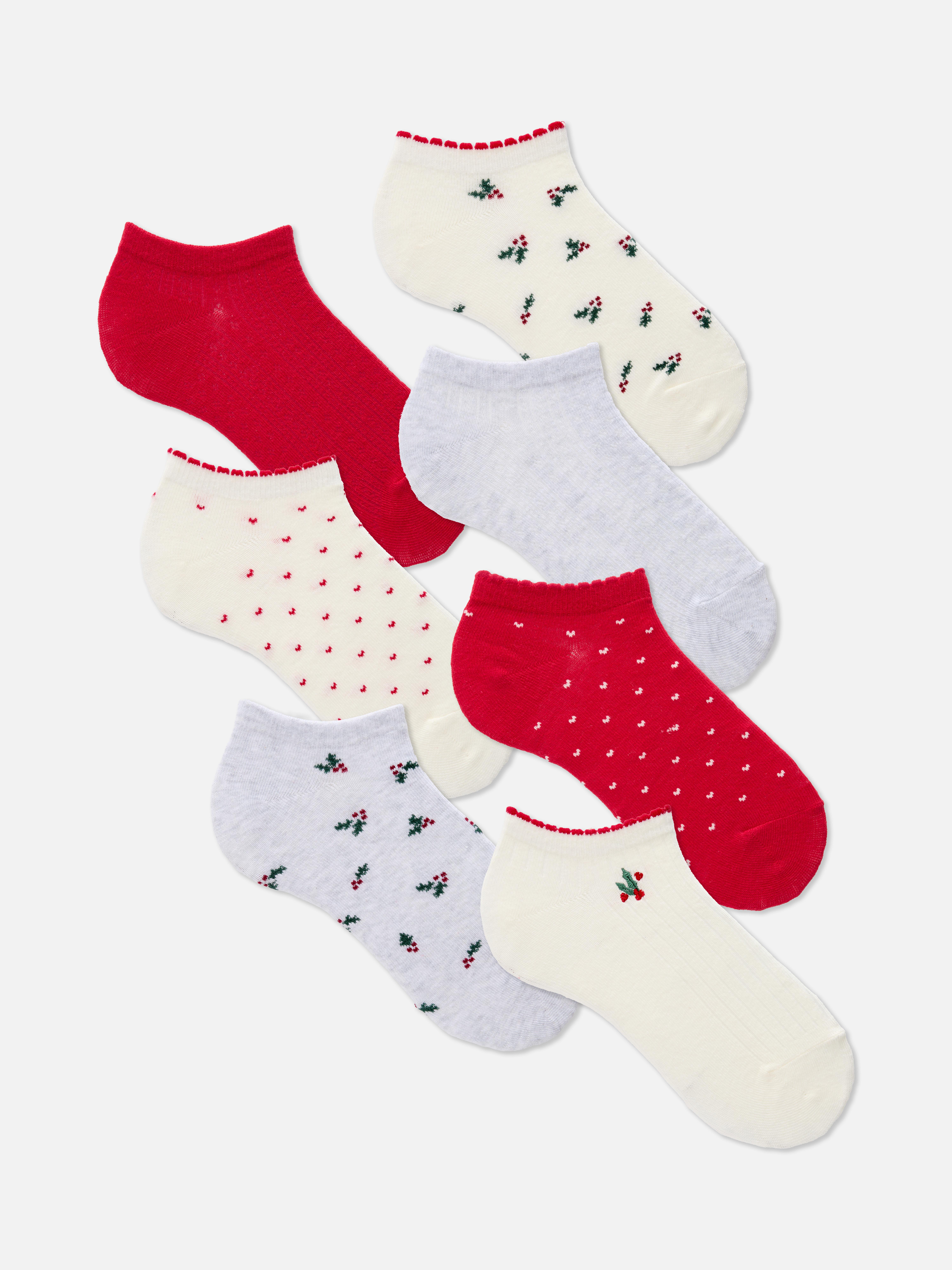 7pk Cotton Rich Christmas Sneaker Socks