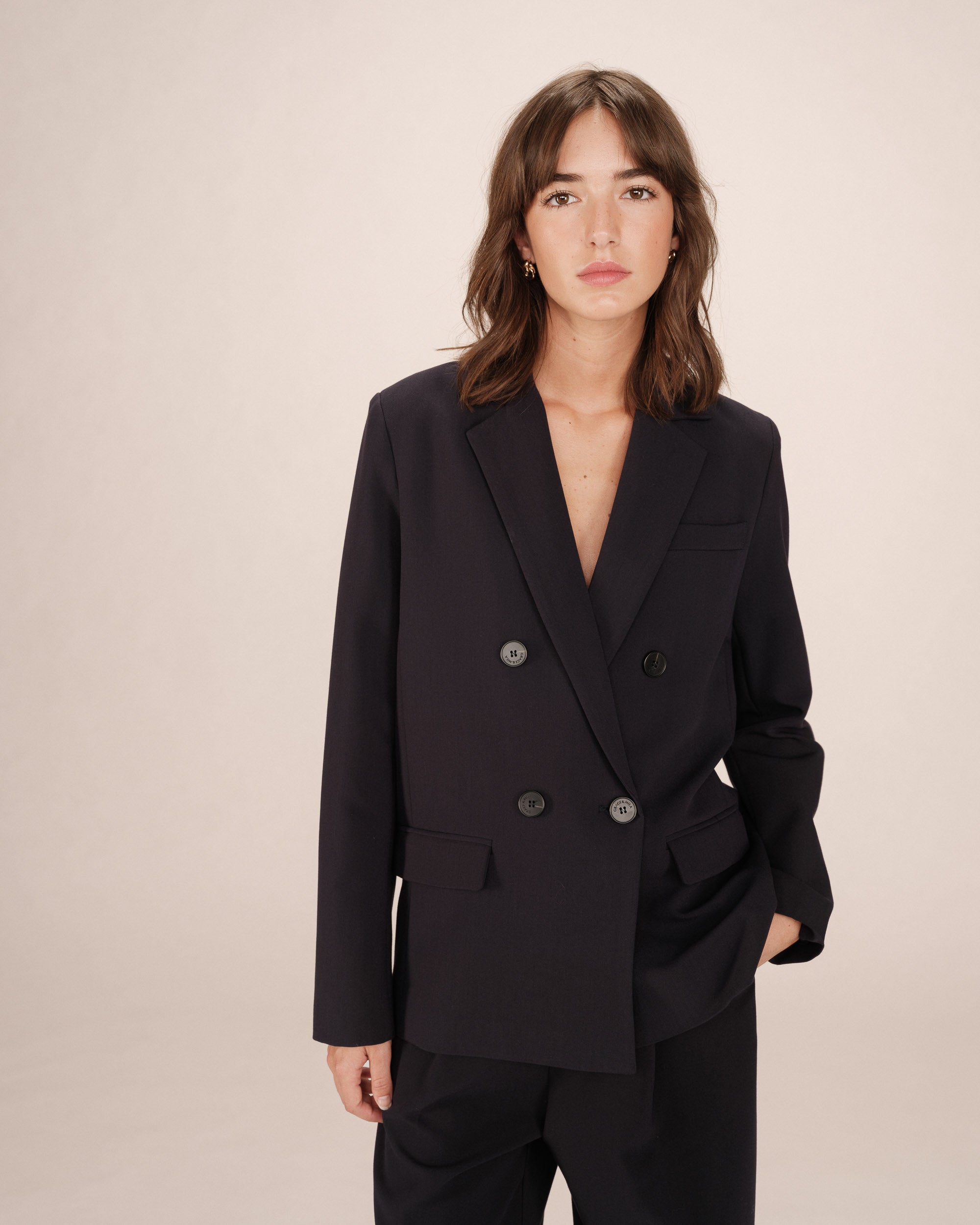 Blazer croise droit marine Sureau
