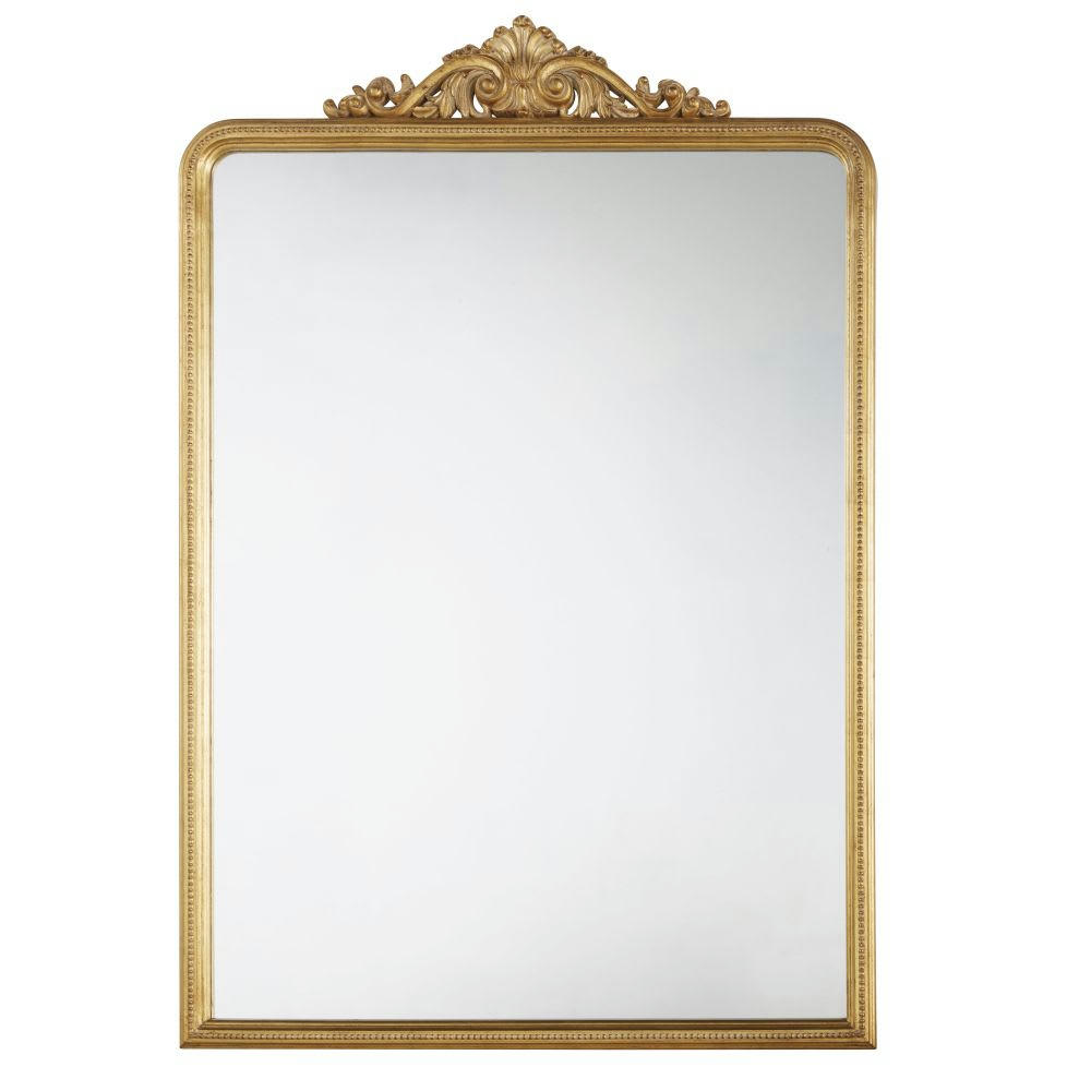 LEO - Grand miroir rectangulaire à moulures dorées 110x160