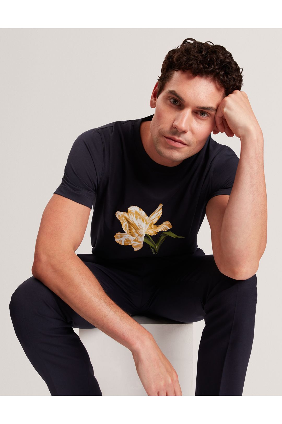Ted Baker Talyssa Ss Placement Floral T Shirt Navy
