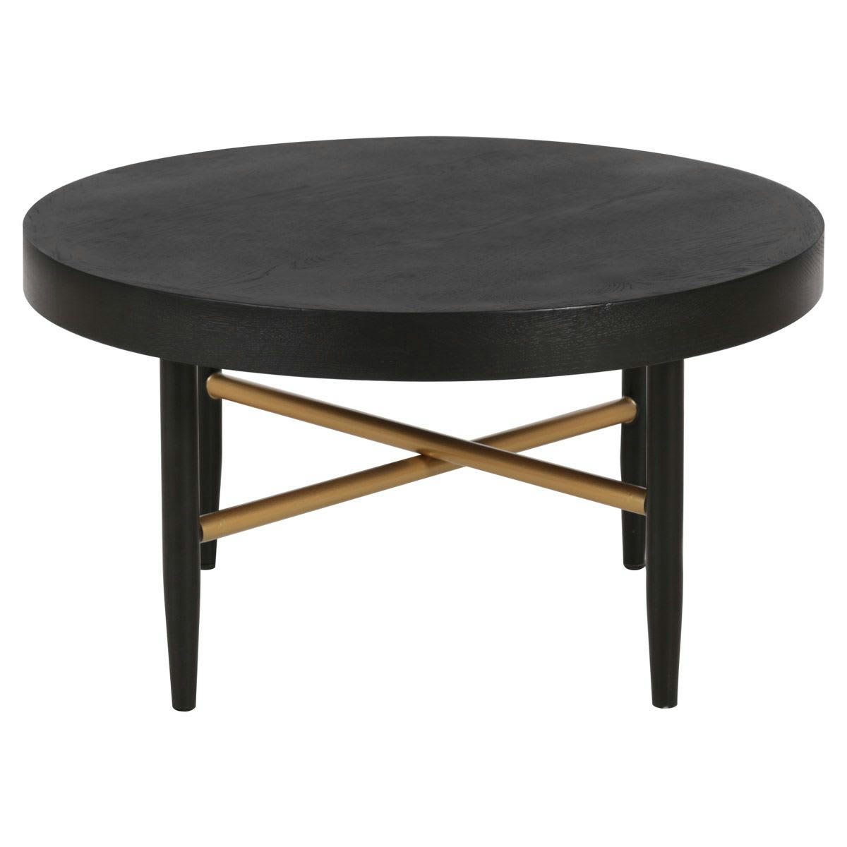 EXALT - Table basse en chêne et métal noir et doré D 60 cm