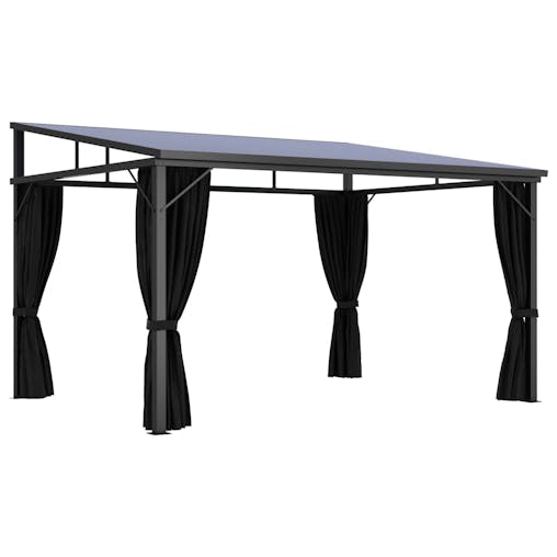 NNEVL Gazebo with Curtain 405x294x244 cm Anthracite
