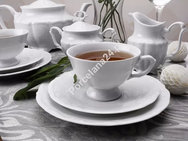 Garnitur do herbaty na 12 osób (39el) Chodzież - Maria Teresa C000 BIAŁA