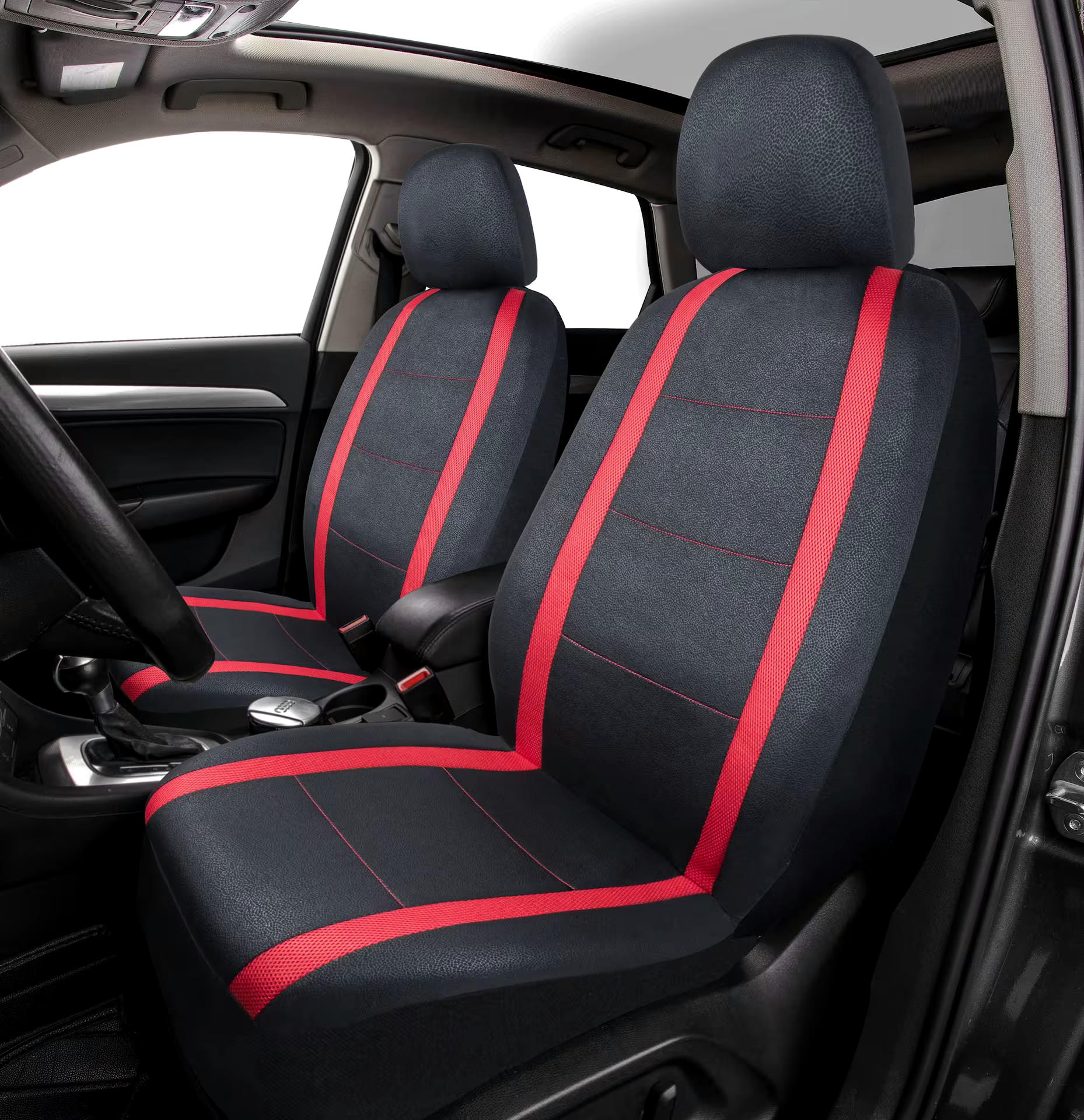 AutoTrends Core Sport Polyester Seat Cover, Red & Black, 2-pk