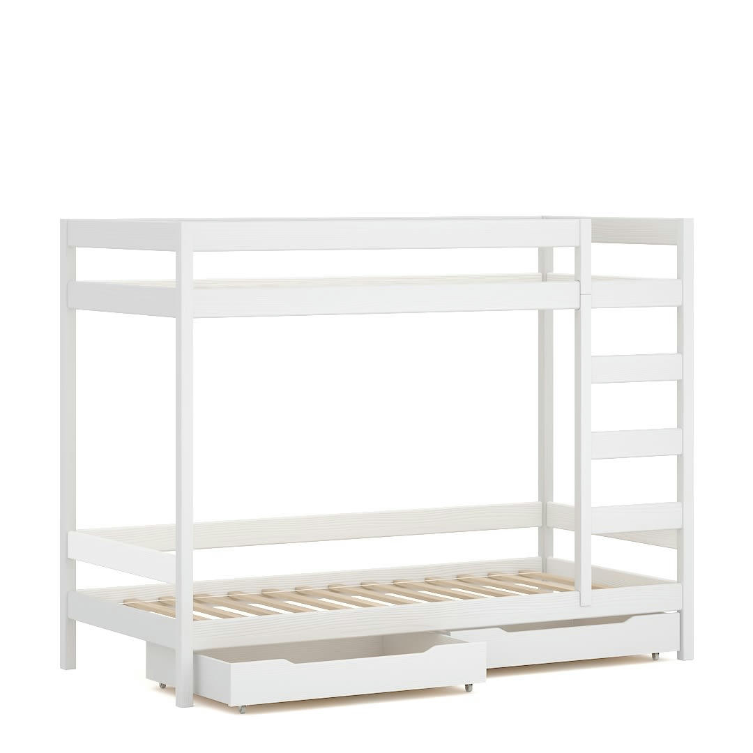 - Lit superposé en pin massif 200x90 blanc