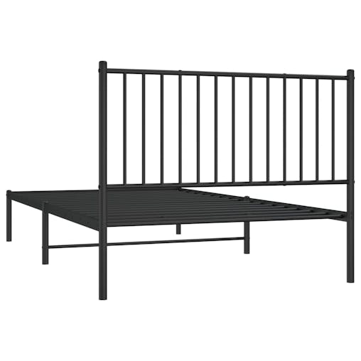NNEVL Metal Bed Frame with Headboard Black 107x203 cm