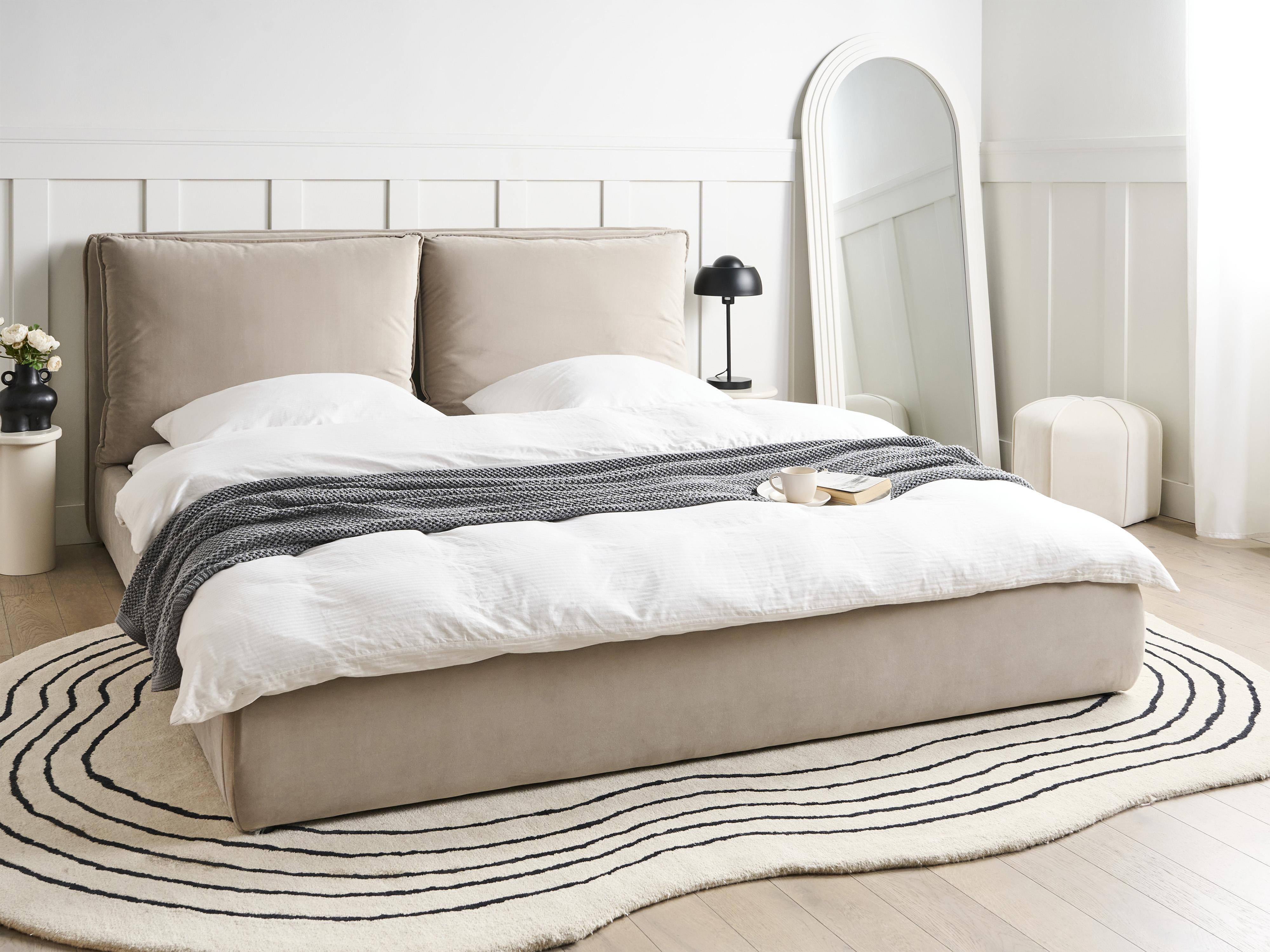 Waterbed Velvet BAJONNA 180 x 200 cm (EU Super King) Taupe