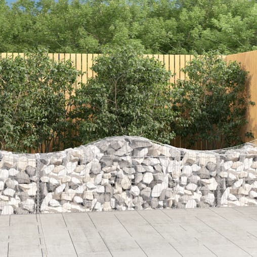 NNEVL Arched Gabion Baskets 2 pcs 200x50x60/80 cm Galvanised Iron