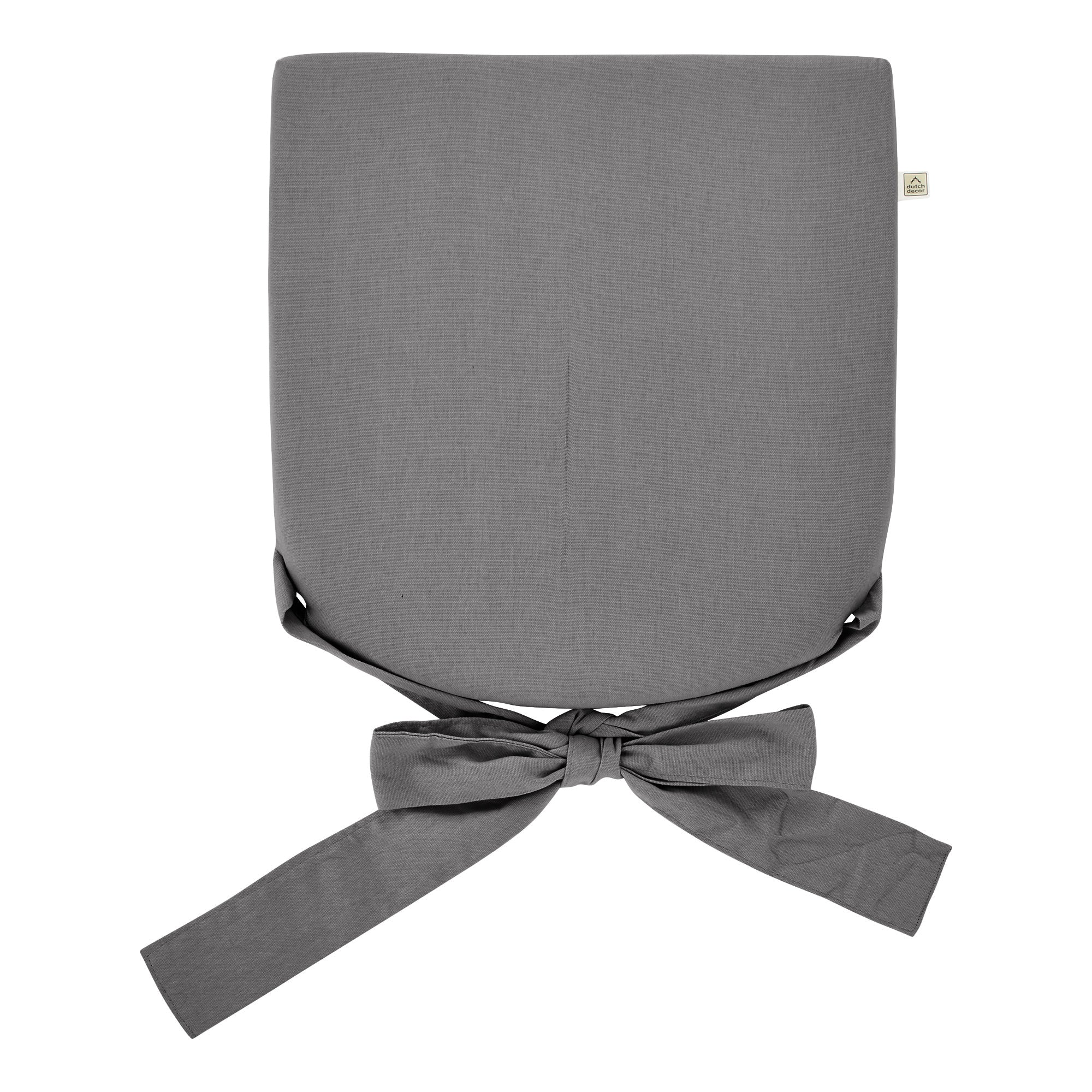 JAVA - stoelkussen 40x40 cm - 100% katoen - met lint - Charcoal Gray - antraciet